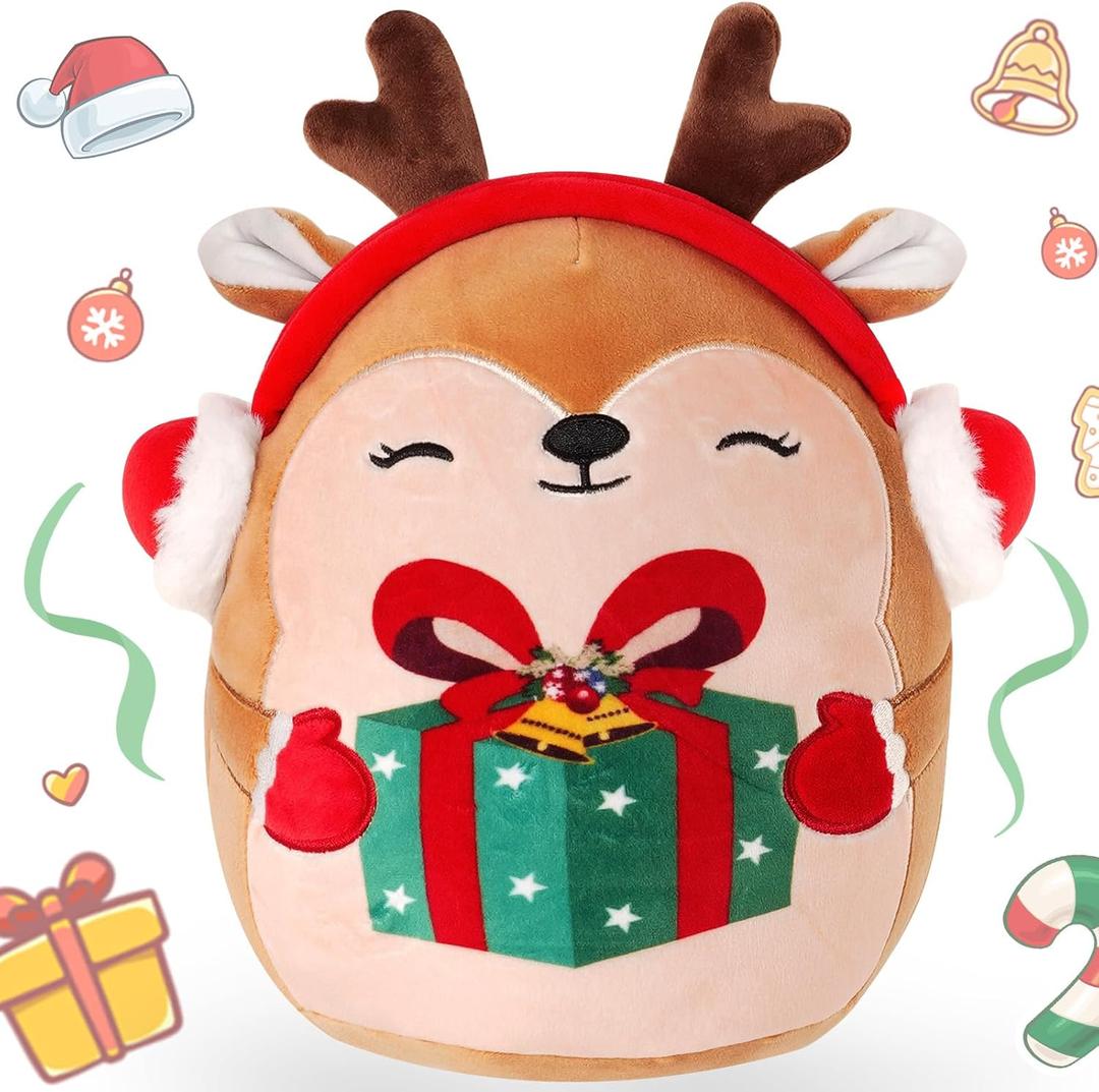 Christmas Stuffed Animals Plush Toys - 10 Inch Soft and Hugging Deer Stuffed Animal Plushes for Kids, Girls & Boys - Ideal 2025 Collectible Toys Holiday Home Decorations