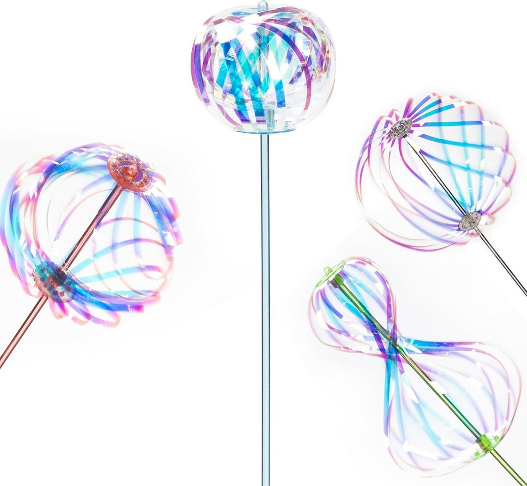 4 Pack Magic Rave Bubble Wand,Rainbow Spinner Toy,Rainbow Twirler Stick,Bubble Spinner Wand Toy for Adults, Colorful Wand for Party and Festivals.(Color)