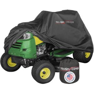 Tough Cover 600D Riding Lawn Mower Cover - Up to 54 in Deck, Black - Waterproof Protection for Zero Turn Mower - UV & Dust Shield for Lawn Tractor - Compact Storage for Tractor Accessories