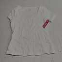 PUMIEY Women's Scoop Neck Short Sleeve T Shirt Slim Fit Sexy Tops Smoke Cloud Collection (Medium, 02 Splashed White)