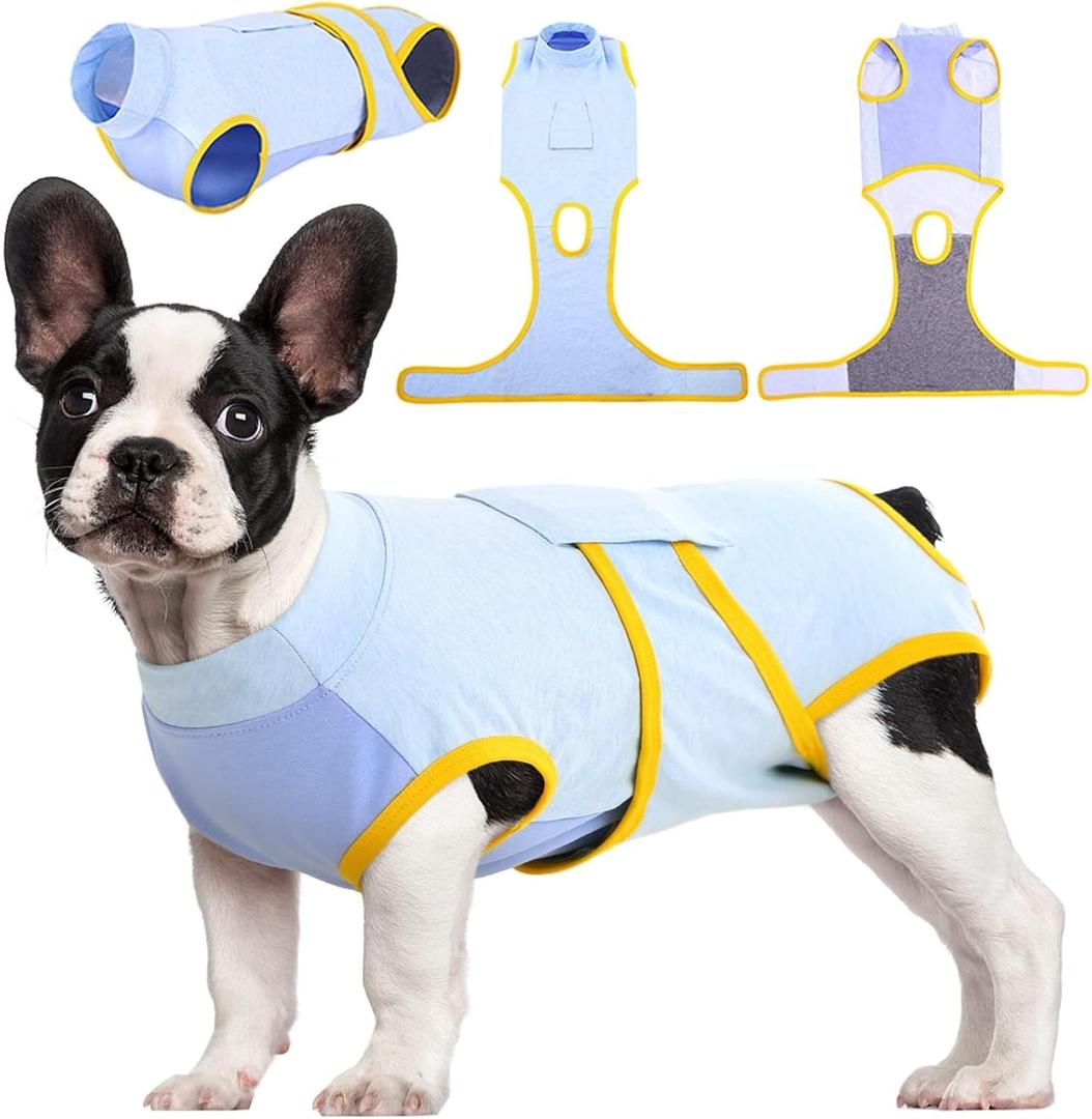 Kuoser Recovery Suit for Dogs Cats After Surgery, Professional Pet Recovery Shirt Dog Abdominal Wounds Bandages, Substitute E-Collar & Cone,Prevent Licking Dog Onesies Pet Surgery Recovery Suit (S (Back:11.4-13.4'', Weight:7-15 LB))