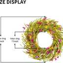 Farmhouse Spring&Summer Wreath for Front Door, 22 Inch Rustic Floral Wreath with Yellow and Pink Fabric Flowers, Grapevine Base & Paper Leaves, Indoor Hanging Decor for Easter, Porch, Wall