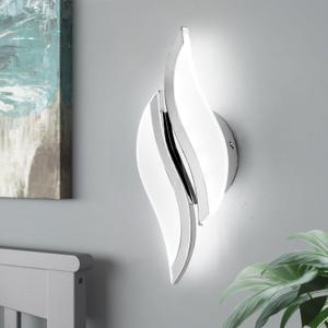 CANEOE Modern LED Wall Sconce 6000K Cold White Chrome Indoor Wall Light Fixtures Acrylic Wall Sconce Lighting for Living Room Bedroom Bedside Bathroom Hallway Stairway Wall Lamp