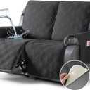 TAOCOCO 100% Waterproof Loveseat Recliner Cover, Non Slip Split Recliner Couch Cover with Elastic Straps, Washable Reclining Sofa Cover Furniture Protector for Kids, Pets(2 Seater, Charcoal Gray)