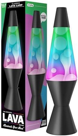 The Original Lava® Lamp - 14.5" Gunmetal Grey - Classic Liquid Motion Lamp - Tri-Colored Green/Blue/Purple - Item #2098