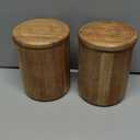 2 x NIRMAN Acacia Wood round wooden storage jar with Lid for Keeping Cookies, Coffee, Flour, Sugar, Rice & Other Dry Foods (4.5" x 4.5" x 6")