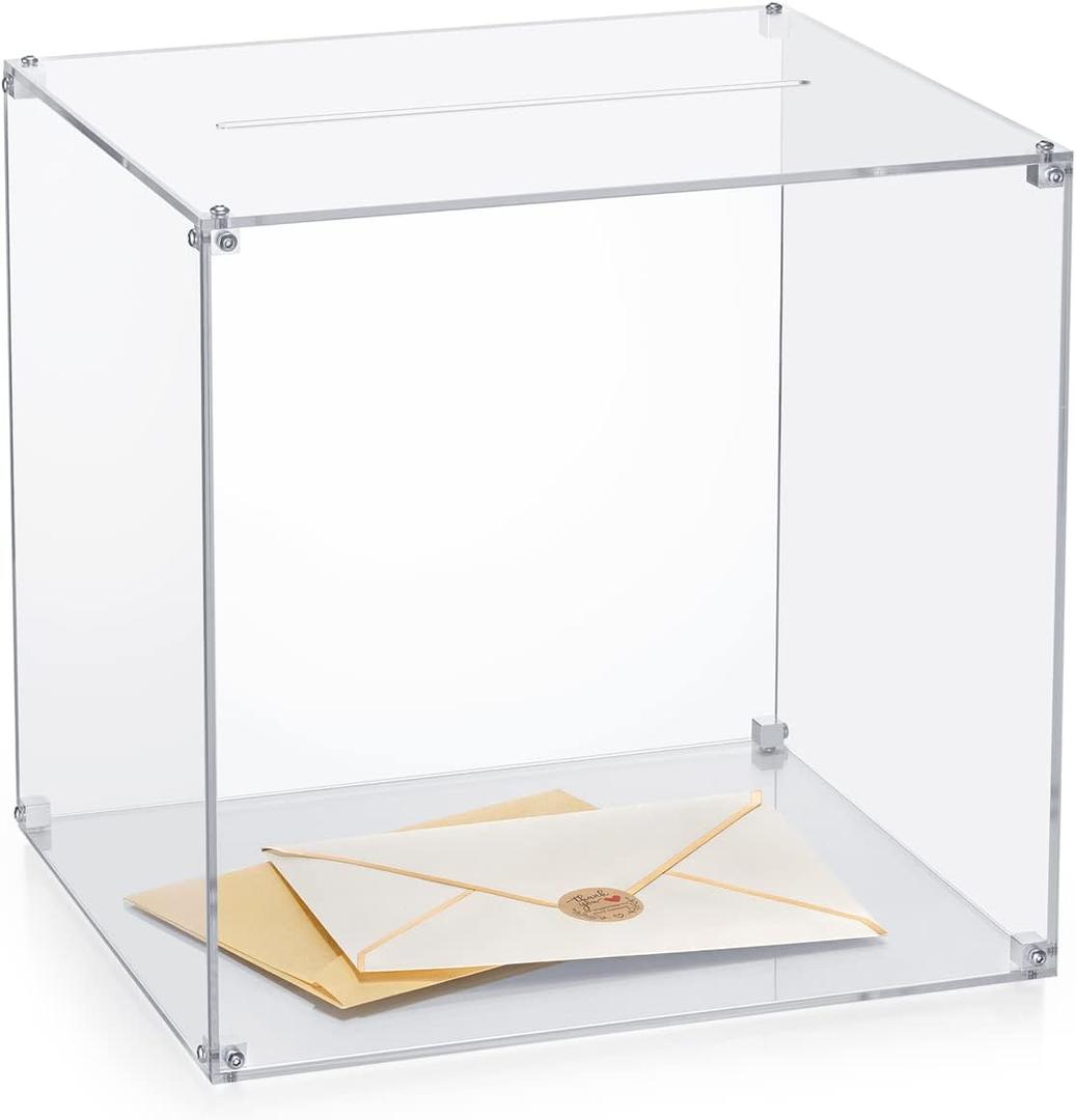 All Clear Acrylic DIY Wedding Box with Your DIY Print - Assembly Box for Reception/Party Decorations(10x10x8.5)