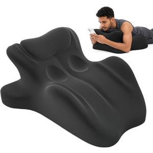 Ergonomic Memory Foam Wedge Pillow, Contoured Support Pillows, 27 Angled Support for Waist and Neck, Multi-Position Support Pillow (Black)