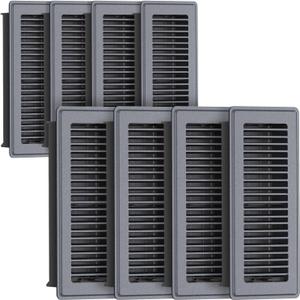 Floor Register 4 x 12, 8 Pack  Dark Gray Heavy-Duty Steel Vent Covers for Home Floor with Adjustable Airflow Control Lever, Easy Installation and Quiet Operation for HVAC Systems Floor Vent