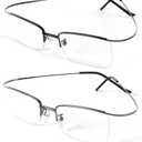 DXYXYO 2 Pack Metal Reading Glasses Blue Light Blocking, Men Women Ultra Light Half Frame Readers