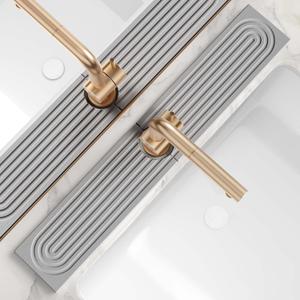 Kitchen Faucet Absorbent Mat - Diatomaceous Earth Splash Guard for Sink Faucet, Aesthetic Water Absorbing Stone Tray in The Modern Home [Grey, 23.6" x 3.9"] (Gray)