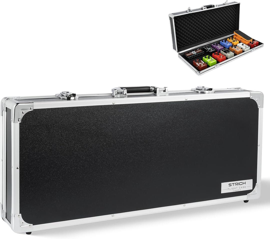 STRICH Guitar Pedal Case STANDARD 28, 27.5" x 11.8" x 4.3" Large Aluminum Locking Effect Pedal Case with Mounting Tape, Compatible with Single Pedals & Multi-Effects