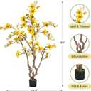 Faux Magnolia Tree 6.8 ft - with 57 Pcs Yellow Artificial Flowers - Tall Artificial Plants Indoor, Large Fake Plant Perfect Potted Magnolia Flower Decor for Living Room, Stairs, Shop, Study Room