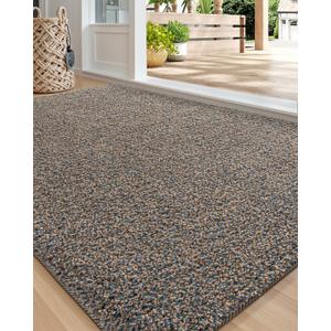 DEXI Front Door Mat 35x59, Super Absorbent Washable Doormat, Non Slip Dirt Trapper Inside Floor Mats for Entrance, Entryway, Patio, Brown Mixed Blue