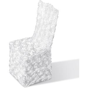 Moukeren 1 Pcs White Rosette Throne Chair Cover Satin Rosette Stretch Banquet Spandex Fitted Chair Cover for Wedding Party Banquet Catering