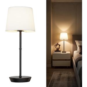 Rechargeable Table Lamp, 5000mAh Battery Powered Cordless Desk Lamp with Dimmable Magnetic RGB Bulbs & Remote, Wireless Mini Touch Lamp for Living Room, Restaurant, Kitchen Counter, Bedside (Black)