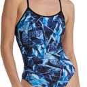 TYR Womens Durafast Elite Crosscutfit Swimsuit, Blue, Large(36)
