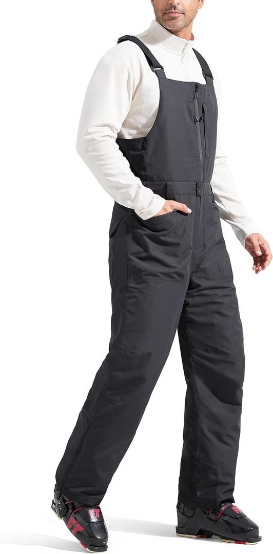 FREE SOLDIER Men's Insulated Waterproof Snow Bibs Ski Overalls (XX-Large/30" Inseam, Black)