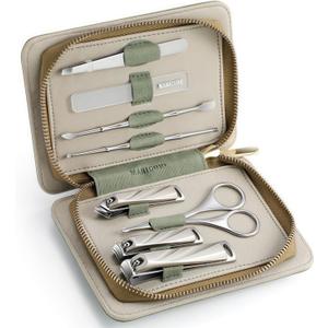 8-Piece Manicure Pedicure Set-Stainless Steel Nail Clippers Toenail Fingernail Cutters with Travel Case Complete Grooming Kit (Green)