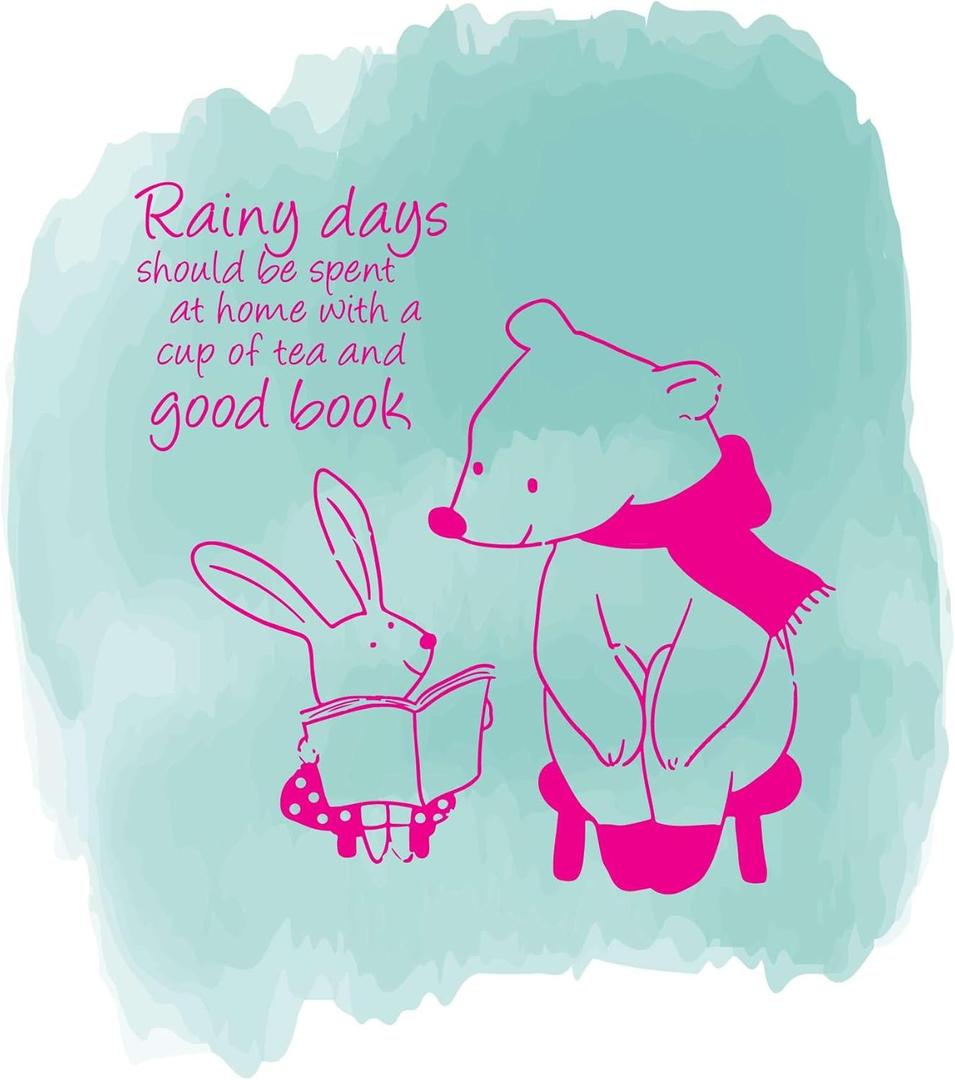 Family Rainy Days Spent at Home Beautiful Quote Wall Decal Decoration Books Quote Book Lovers Bookish Quotes Readers Lasts Years and Easily Removable - Size: 40 in(W) x 16 in(H)