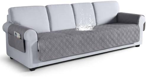 VANSOFY Couch Cover, Waterproof Sofa Covers Washable Slipcover Furniture Protector Couch Seat Covers Non-Slip Couch Cover for Dogs, Pets(Oversized Sofa, Light Gray)