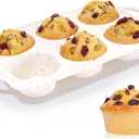 Jumbo Muffin Pan, Metal Reinforced Frame 3.5 inch Large Silicone Cupcake Pan 6 cups Large Muffin Pan with Handle Nonstick Jumbo Muffin Tin for Baking Giant Homemade Muffins, Cupcakes, Frittatas (Creamy Confetti)