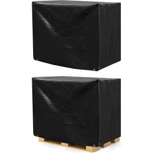 QWORK Pallet Cover, 2 Pack Heavy Duty Outdoor PE Waterproof Pallet Cover, 12 Mil Thick, 4 Ft. x 5 Ft. x 4 Ft, Perforated Roll, Protects Pallets, AC Units, Generators, Patio Furniture, Black
