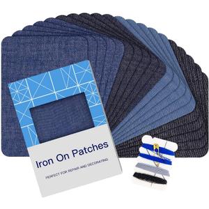 HTVRONT Iron on Patches for Clothes, 20PCS Iron on Patches for Jeans 3" by 4-1/4", 4 Shades of Cotton Denim Clothing Repair and Decoration Kit for DIY Repair, Crafting, Embellishment
