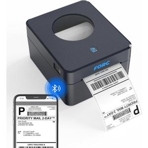 Forc Shipping Label Printer,Bluetooth Thermal Label Printer 4x6 for Small Business for Amazon,Ebay,Etsy,Shopify Shipping Packages,USPS,UPS,Support Windows, Mac, iOS, iPhone, Android(Black)