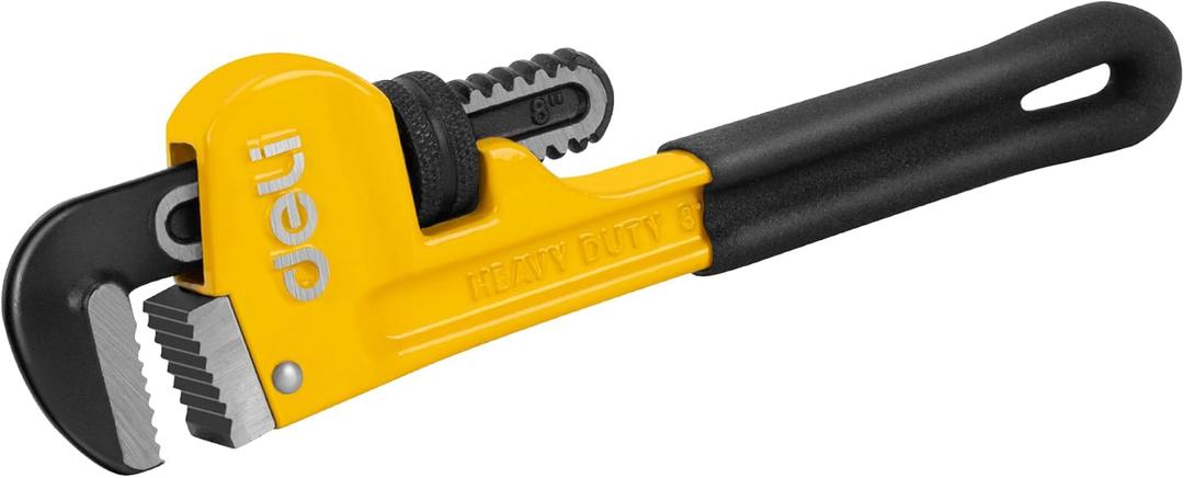 deli Pipe Wrench 8-inch, Heavy Duty Straight Adjustable Wrench, Professional Plumbing wrench tools, for Pipe, Home, Vehicle repair