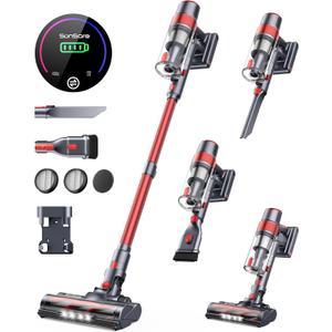 Cordless Vacuum Cleaner, 450W 40Kpa Stick Vacuum with Touch Screen, 55 Mins Runtime Rechargeable Vacuum, Lightweight Powerful Vacuum Cleaner for Home with 1.5L Cup for Pet Hair Carpet Hardwood Floor