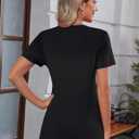 Kistore Womens Crew Neck Short Sleeve Tops Dressy Casual Blouses Summer Shirts S-3XL (Black, S)