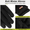 Winter Gloves Women, Touchscreen Warm Lining Glove, Elastic Knitted Gloves for Women Men (Black)