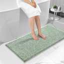 Yimobra Bathroom Rugs Mat, Extra Soft Comfortable Bath Rugs, Non-Slip, Water Absorbent and Thick Bathroom Floor Mat, Machine Washine, Shaggy Rugs for Shower Bathtubs, 56"x24", Green&White