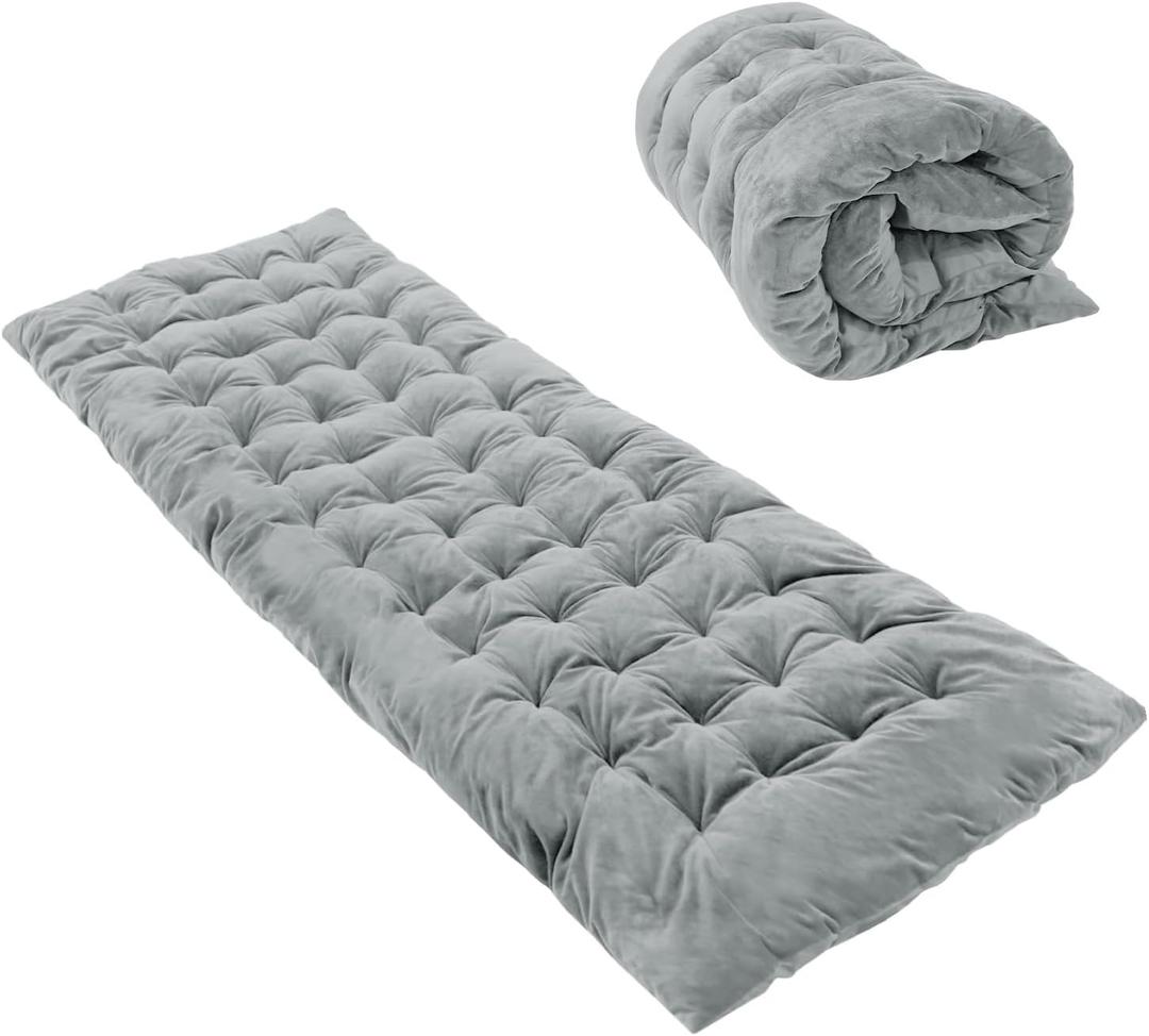 REDCAMP Folding Cot Pads for Sleeping Extra Thick, Soft Comfortable Velvet & Corduroy Cotton Camping Cot Mattress Pad for Backpacking Hiking, Black Blue Brown Grey 75x30 inches