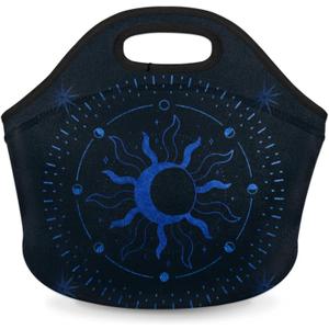 Women Lunch Bags Neoprene Lunch Box Sun and Moon Reusable Waterproof Lunch Tote Organizer for Work Outdoor Travel Camp Picnic