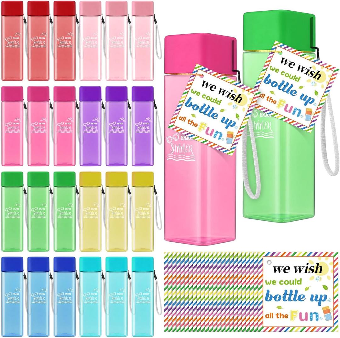 Rtteri 24 sets End of the Year Gifts bulk 17 oz Plastic reusable Water Bottles Bulk Summer Colorful Party Favors Enjoy Summer Graduation Prizes from Teachers for Pool Beach Kindergarten party
