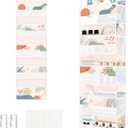 Clastyle Boho Over The Door Organizer Leaf Nursery Hanging Storage Organizer for Women Girls Clothes Diaper Toy Closet Door Hanging Shelf Storage for Bedroom Bathroom Pantry, Pink, 5-Tier