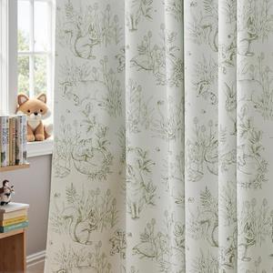 Jinchan Blackout Nursery Curtains 72 Inches Long, Bunny Woodland Toile Easter Decor Curtain Sage Green Animal Printed Drapes for Bedroom Spring Decoration Farmhouse Window Drape 2 Panels