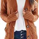 PRETTYGARDEN Women's Open Front Cardigan Sweaters Fall Fashion Button Down Cable Knit Chunky Winter Clothing Outerwear Coats (Large, Brown)