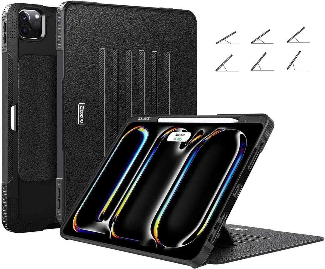 ZtotopCases for New iPad Pro 13 Inch Case 7th Gen M5(2025)/M4(2024)/ Pro 12.9 Inch 6th/5th/4th Generation 2022/2021/2020, 6-Angle Magnetic Stand, Pencil Holder, Auto Wake/Sleep Cover - Black