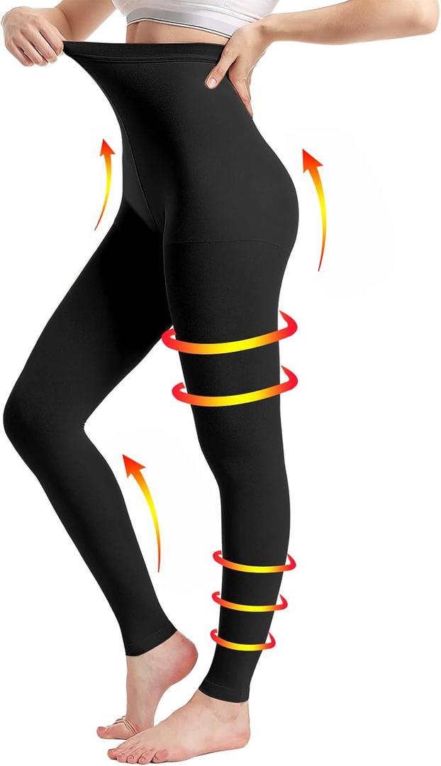 Medical Compression Pantyhose for Women & Men, 20-30mmHg Graduated Support Tights, Opaque Footless High Waist (X-Large, Black)