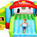 Bounce House, Inflatable Bouncer with Air Blower, Kids Slide Jumping Castle with Slide, Ball Pit and Dart Target Game, 143x137x68 Inch