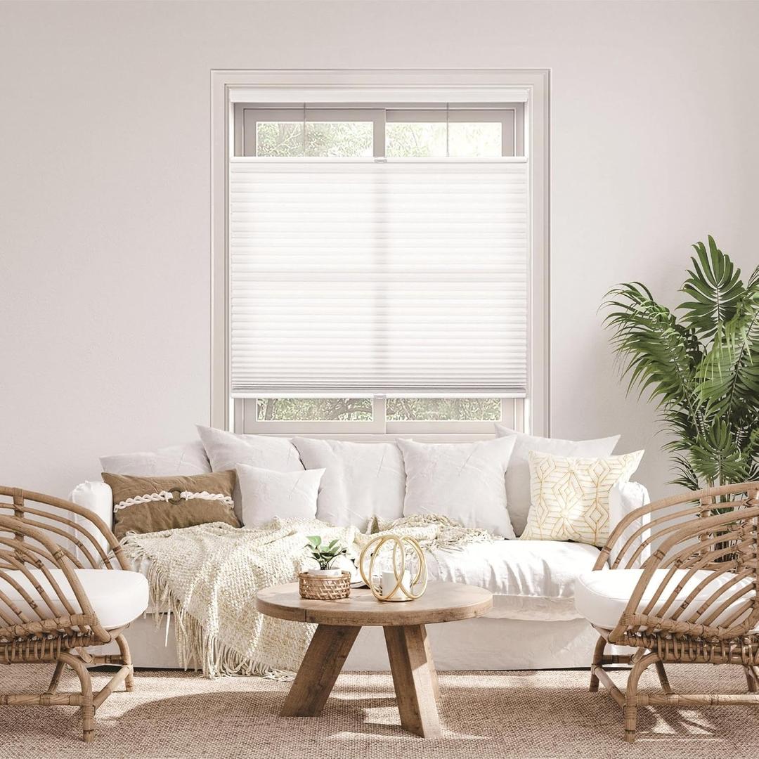 DEZ FURNISHINGS Cordless 1.5" Light Filtering Top Down Bottom Up Cellular Shade, 41" W x 64" H, White