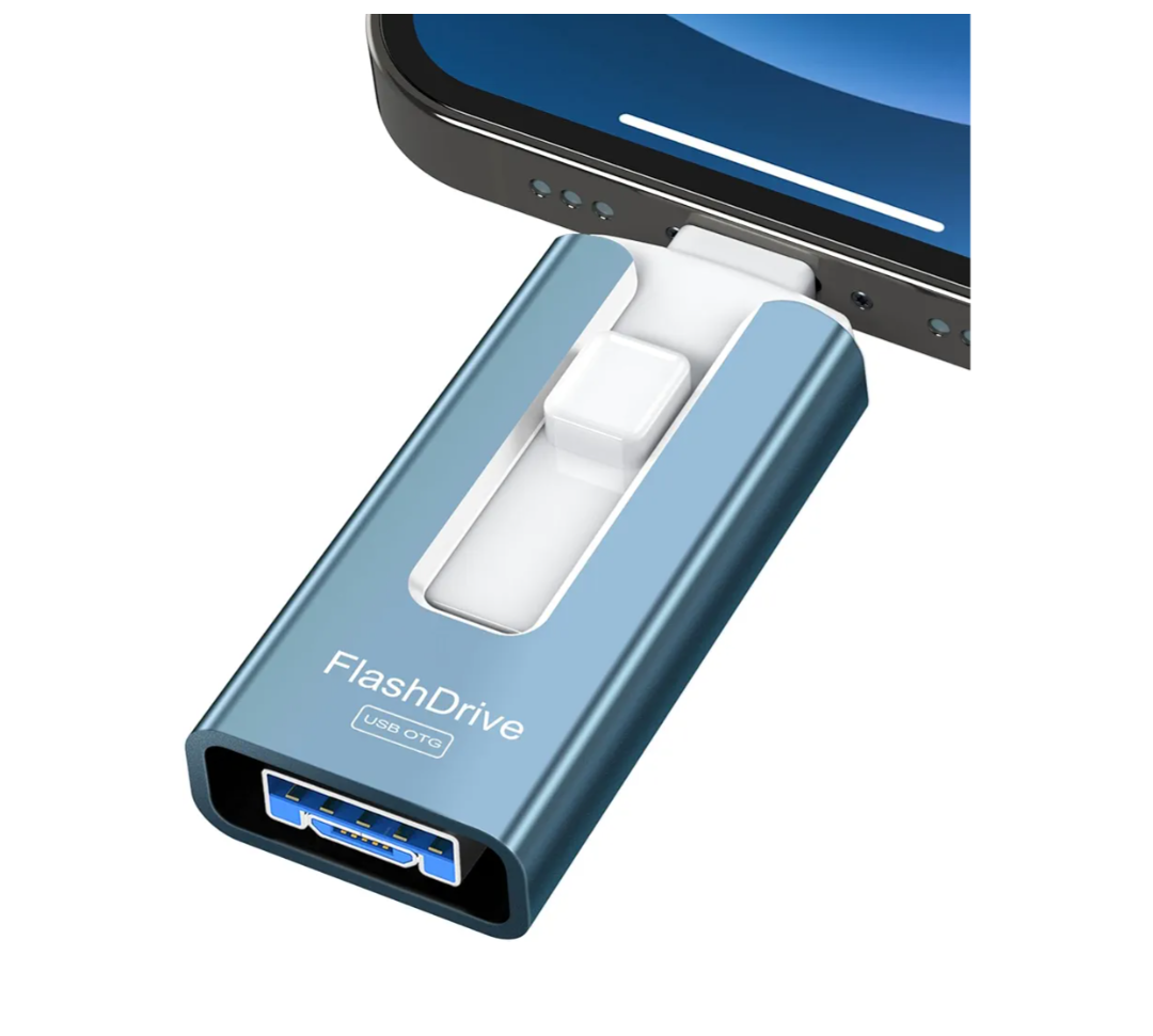 256GB USB Flash Drive for Phone and Pad, Photo Stick High Speed External USB Thumb Drives Photo Storage Memory Stick for Save More Photos and Videos (Blue, 256GB)