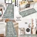 Ileading Vintage Runner Rug for Hallway,Machine Washable Carpet Runners with Rubber Backing,Non Slip Kitchen Floor Mat for Entryway Bedroom Laundry Living Room(Dark Blue 2x6ft)