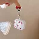 JANDM for AirPods Case with Cherry Keychain,Shockproof Lovely Clear Cute Bowknot Design Case with Keychain for AirPods 2nd/1st