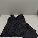 Daci Plus Size Swim Dress - One Piece Swimsuits Tummy Control Bathing Suits Flowy Asymmetrical Swimwear with Bottom Built in (Black, 16W)