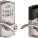 Kwikset SmartCode 955 Pembroke Light Commercial 10-Button Keypad Electronic Lever, Featuring Convenient Keyless Entry, 3-Year Batter Life and High Traffic Durability Satin Nickel