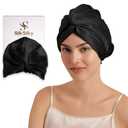 SilkSilky 22 Momme 100% Mulberry Silk Bonnet for Sleeping Women, Double-Layer 6A Grade Silk Hair Wrap, Adjustable Sleep Cap for Frizz-Free Hair Protection (Black)